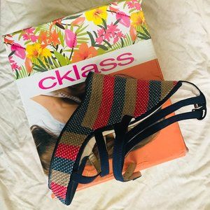 cklass navy blue wedges EUC